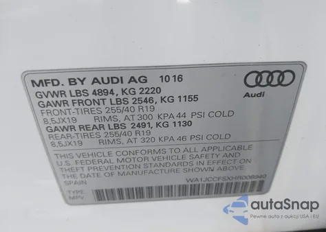 2017 Audi Q3 2.0T Premium из США, поврежденный, VIN WA1JCCFSXHR008940